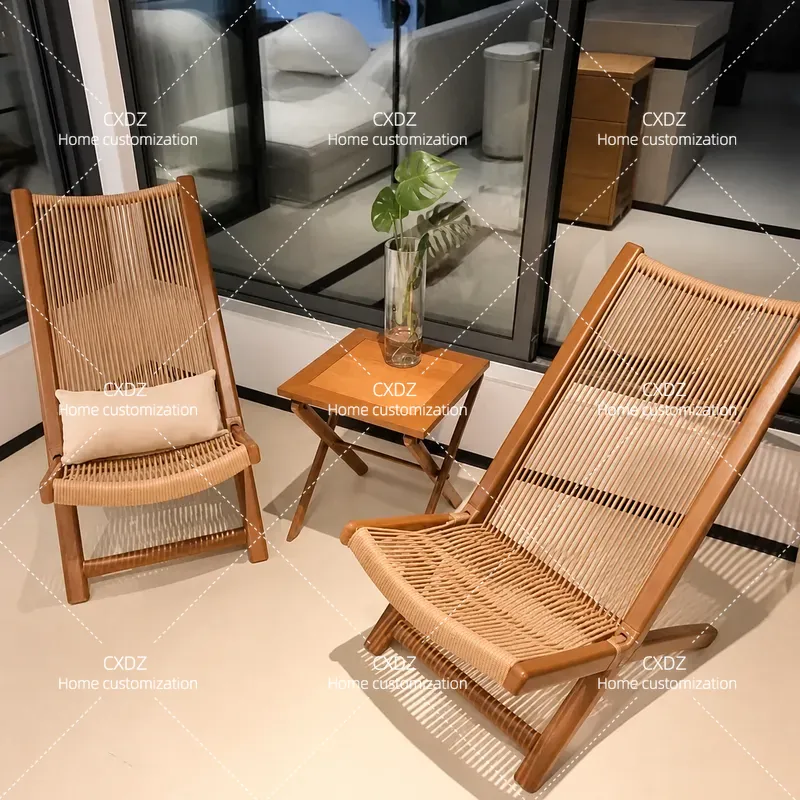 Outdoor Furniture Recliner Set - 屋外用ラタン製パティオ家具セット、リクライニングチェア、小さなテーブル、2脚の椅子付き、庭、バルコニー、中庭でのレジャーに最適
