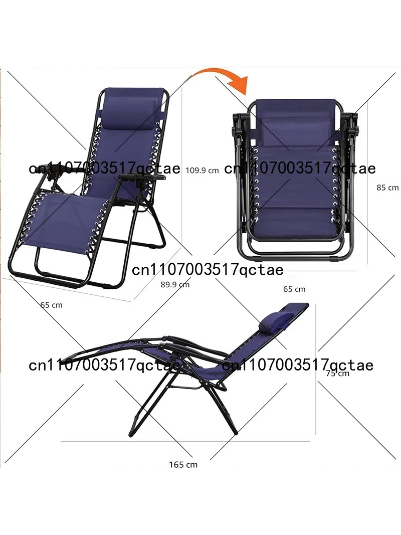 Outdoor Furniture Recliner Set - 防水折りたたみリクライニングチェアセット（枕とカップホルダー付き）、通気性のあるプレミアム生地、ビーチ、プール、パティオ、屋外用
