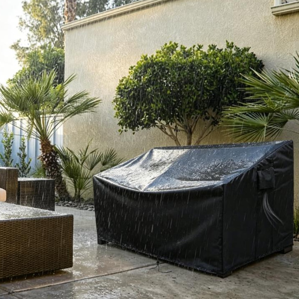 Outdoor Furniture Sofa - 頑丈なパティオソファカバー 防水屋外カウチカバー パティオ家具カバー ブラック 210Dオックスフォード生地 チェアカバー
