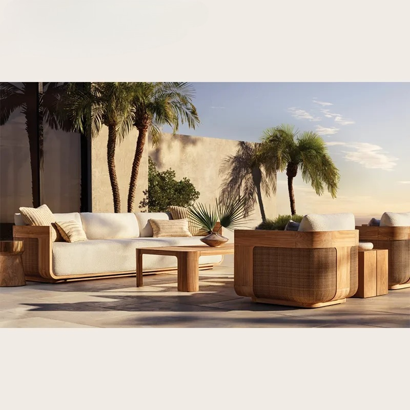 Outdoor Furniture Teak - 屋外チークソファセット ガーデン家具 スイミングプール ガーデン レストラン 公園
