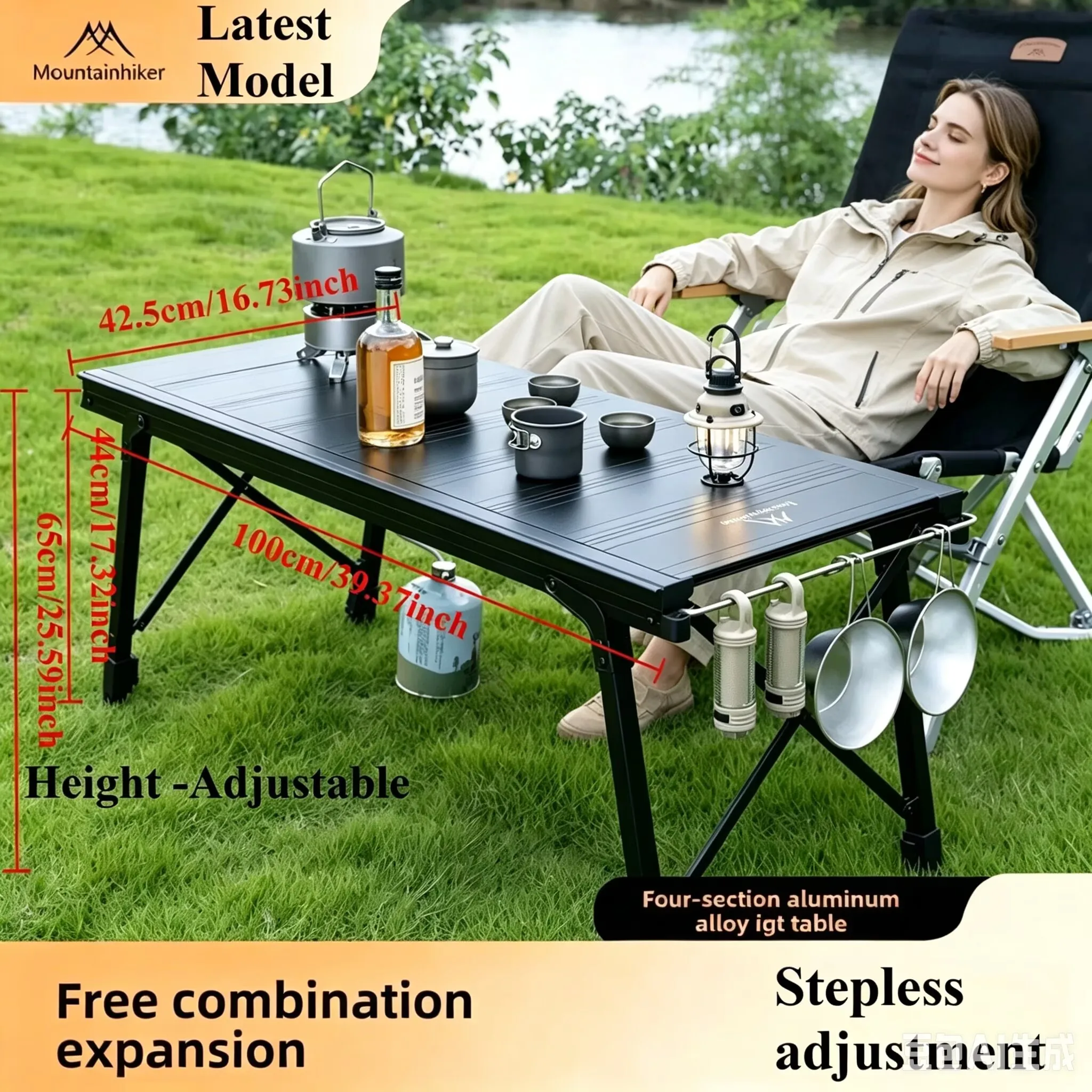 Outdoor Furniture Japanese Style - 改良型折りたたみ式IGTキャンピングリフトテーブル、ポータブル屋外IGTクッキング、3～5台用テーブル、キャンプテーブル、ガーデンテーブル、ピクニックテーブル