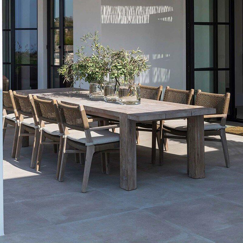 Outdoor Furniture Teak - 屋外用テーブルと椅子、耐腐食性チーク材ヴィラパティオ家具、屋外ホテルガーデン用無垢材レジャーテーブルと椅子