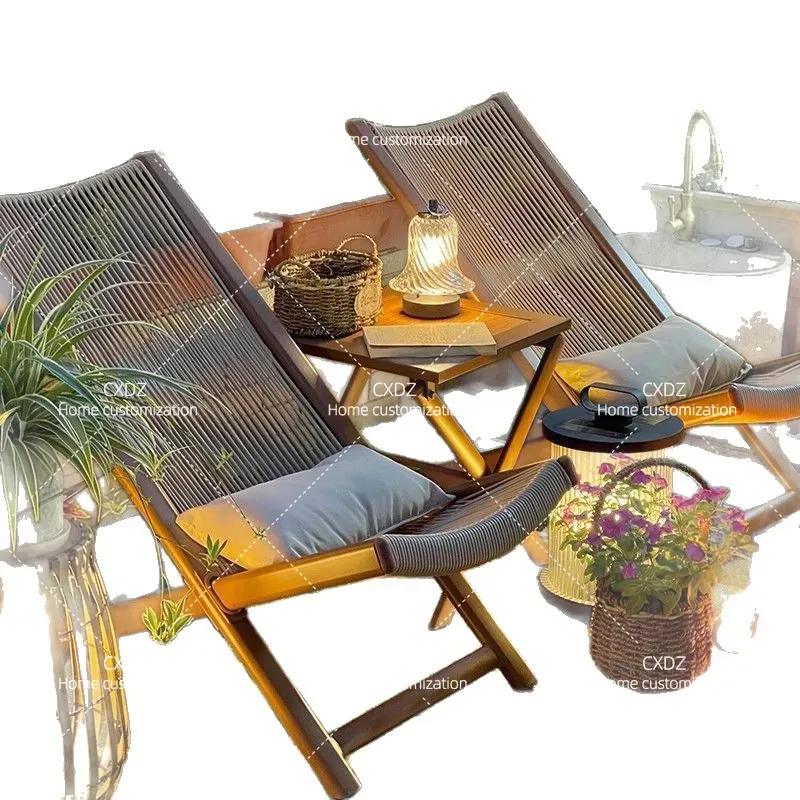 屋外用ラタン製パティオ家具セット、リクライニングチェア、小さ - Outdoor Furniture Recliner Set のレビューと価格