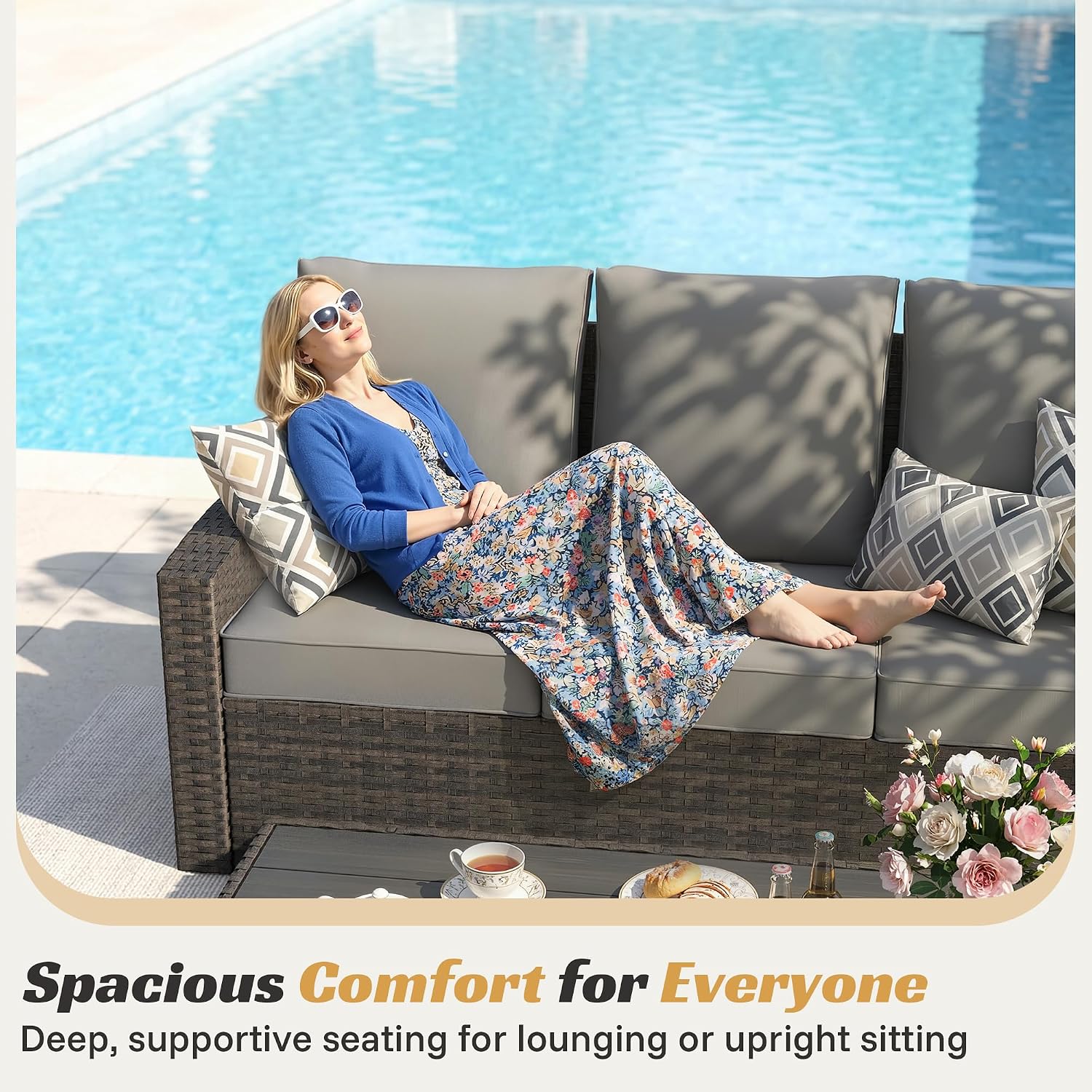 屋外パティオ家具セット-6点セット 全天候型ウィッカー屋外家 - Outdoor Furniture Recliner Set のレビューと価格