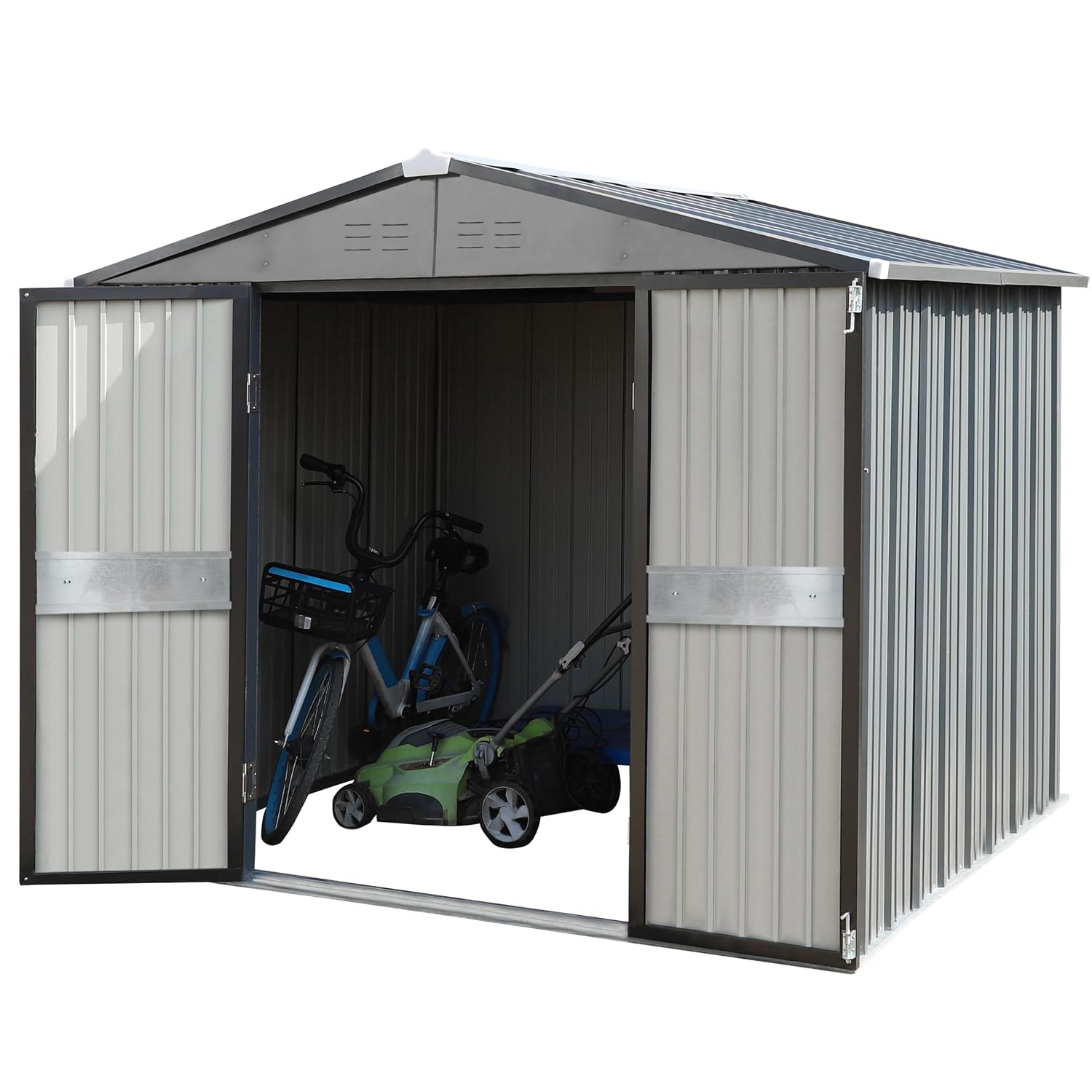 10フィート x 10フィートの屋外収納庫（両開きドア付き） - Outdoor Furniture Metal のレビューと価格
