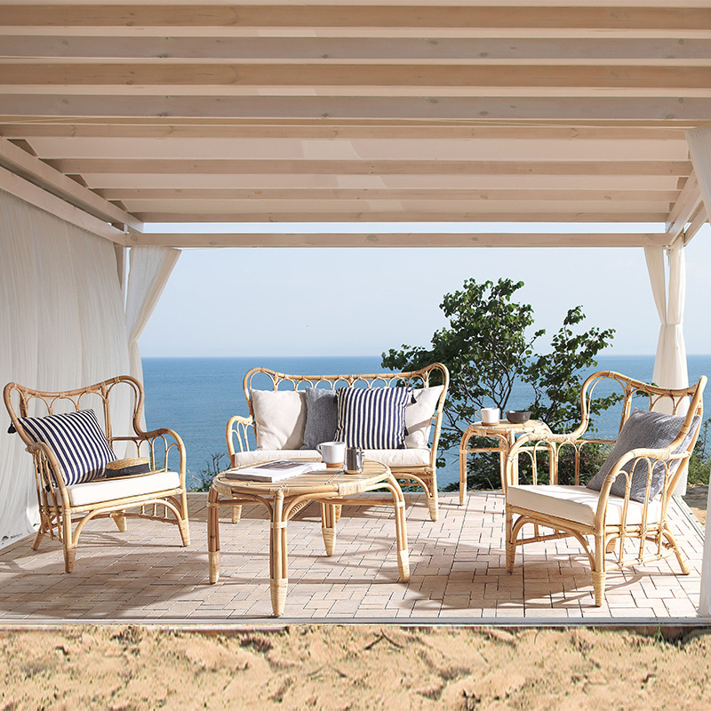 天然籐ソファ屋外用ダブル籐椅子インス風中庭レジャー東南アジア - Outdoor Furniture Indonesia のレビューと価格