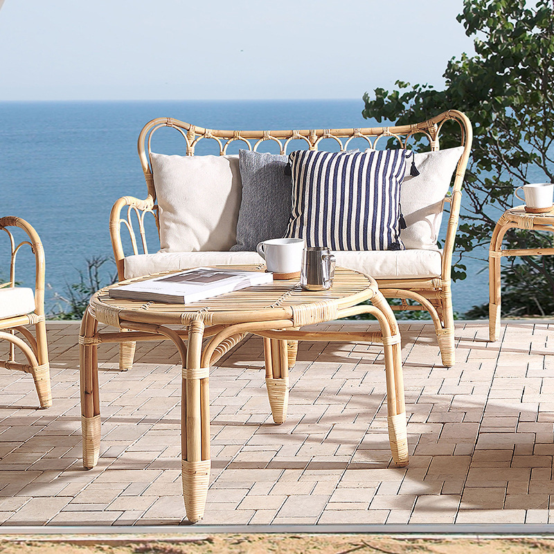 天然籐ソファ屋外用ダブル籐椅子インス風中庭レジャー東南アジア - Outdoor Furniture Indonesia のレビューと価格