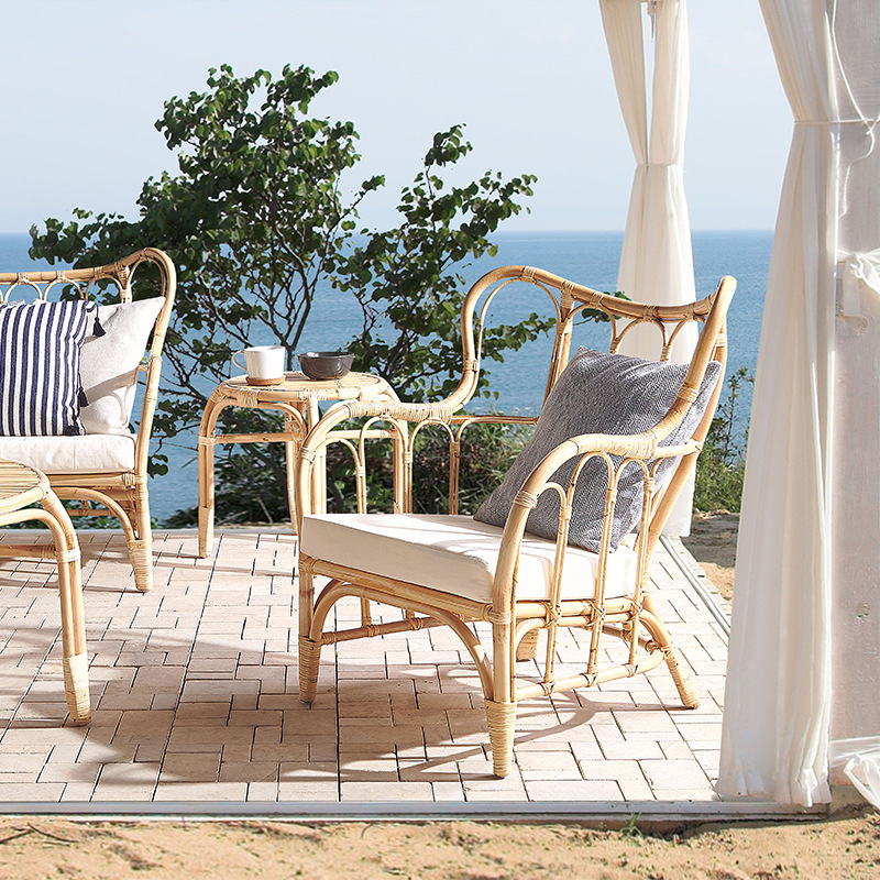 天然籐ソファ屋外用ダブル籐椅子インス風中庭レジャー東南アジア - Outdoor Furniture Indonesia のレビューと価格