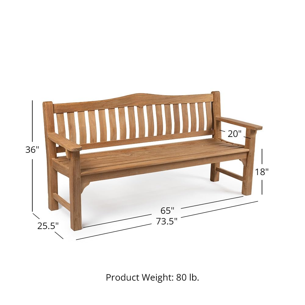 グレードAチーク材73インチベンチ、耐候性、屋内外兼用無垢材 - Outdoor Furniture Teak のレビューと価格