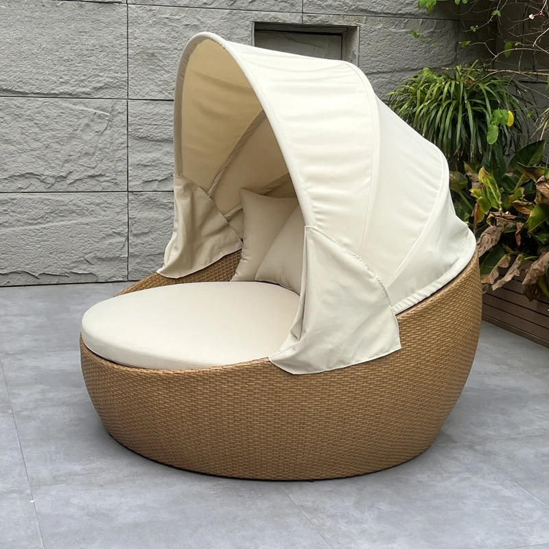 デイベッド、紫外線防止防錆丸型、籐製ラウンジソファ、キャノピ - Outdoor Daybed Furniture のレビューと価格