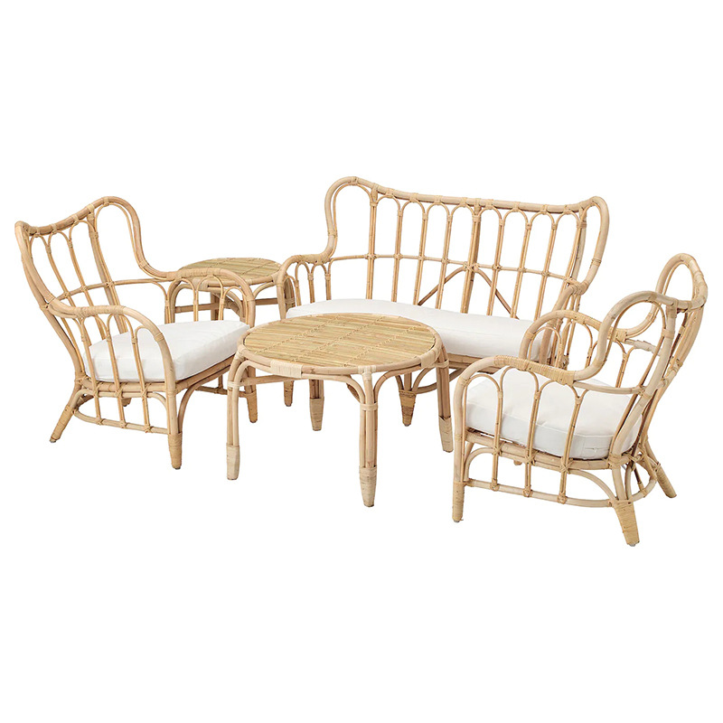 カスタムナチュラルリアルラタンソファ屋外ダブルチェアインスタ - Outdoor Furniture Indonesia のレビューと価格