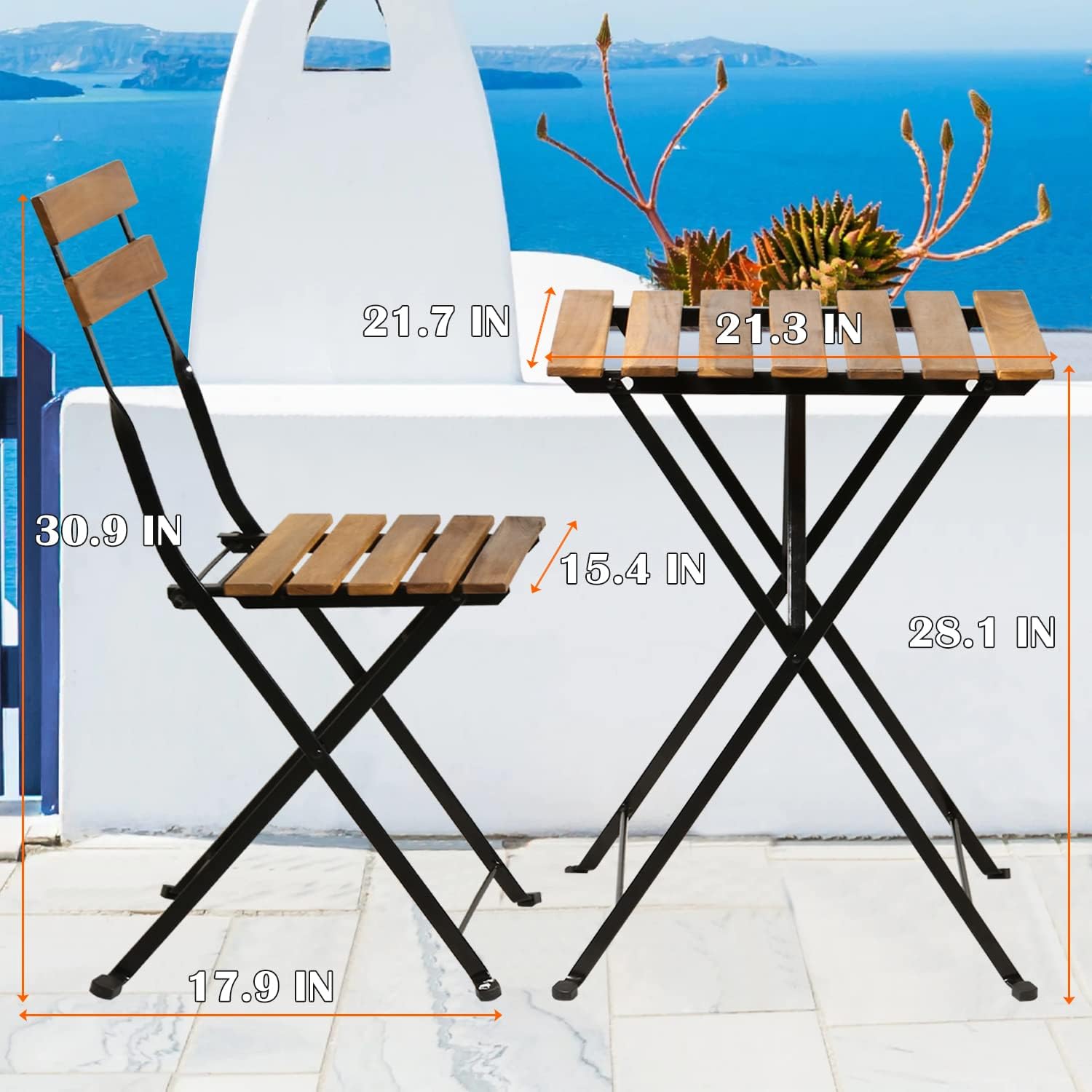 天然木製3ピース折りたたみ式パティオビストロセット（テーブル - Outdoor Furniture Sofa のレビューと価格