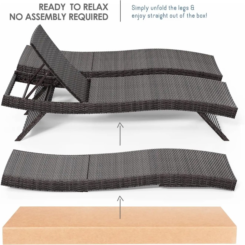 &ラウンジチェア アウトドアセット 2脚組、籐製パティオラウ - Outdoor Furniture Recliner Set のレビューと価格