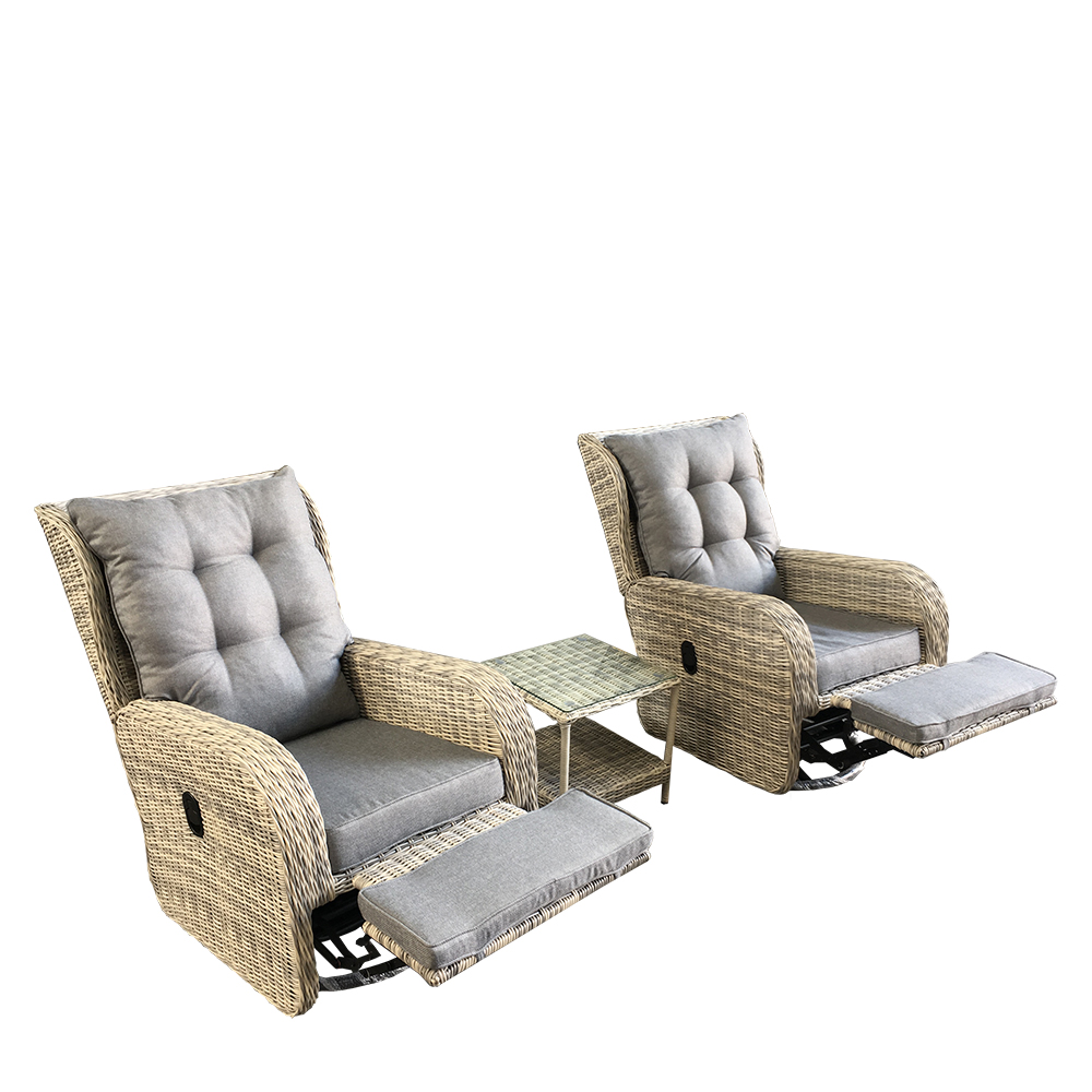 屋外ガーデン家具パティオリクライニングスイベルソファセット - Outdoor Furniture Recliner Set のレビューと価格