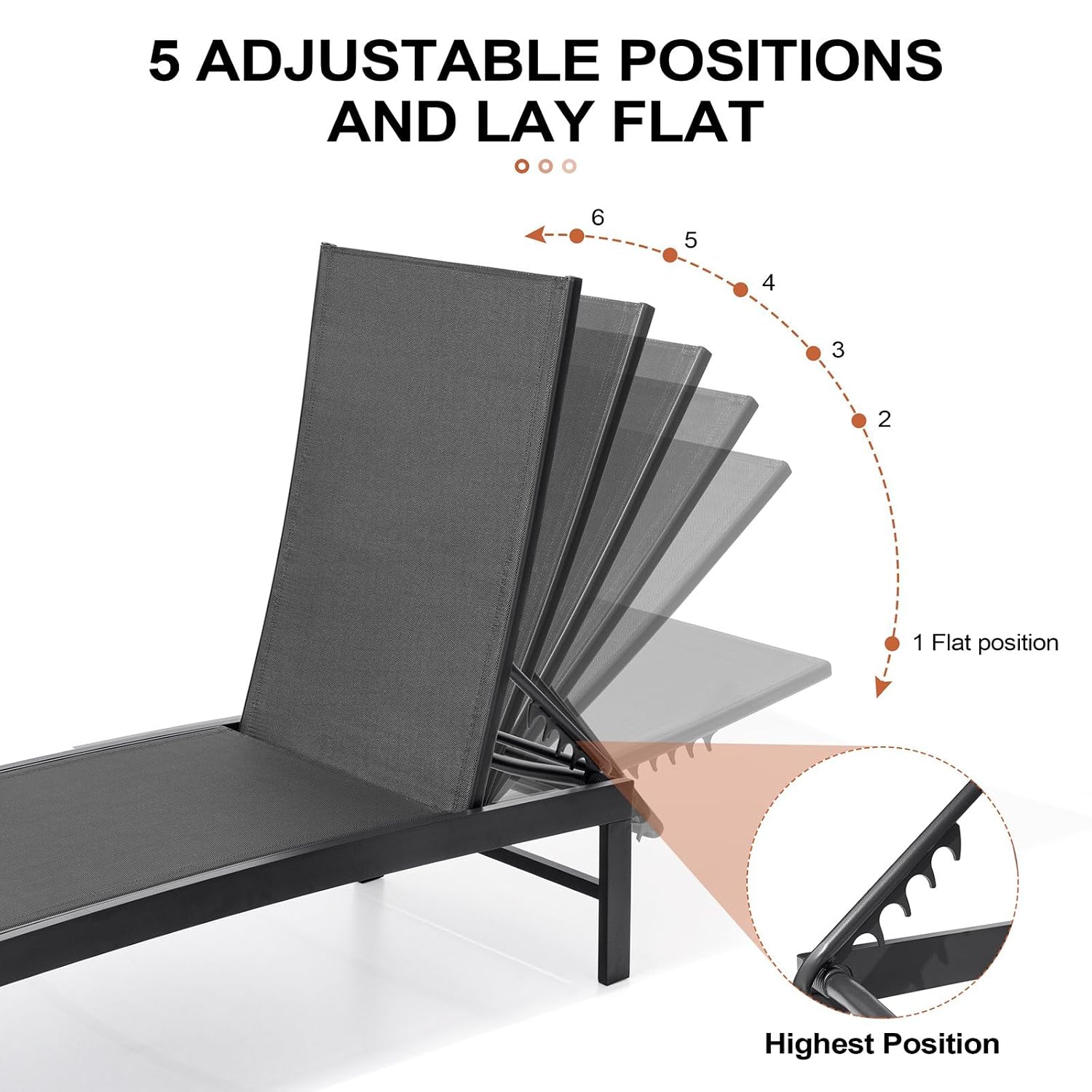 調整可能な5段階リクライニング機能付き屋外用ラウンジチェア2 - Outdoor Furniture Recliner Set のレビューと価格