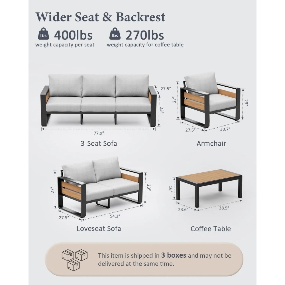 アルミ製屋外パティオ家具セット（テーブル、7人掛け、ダークグ - Outdoor Furniture Lounge Set のレビューと価格