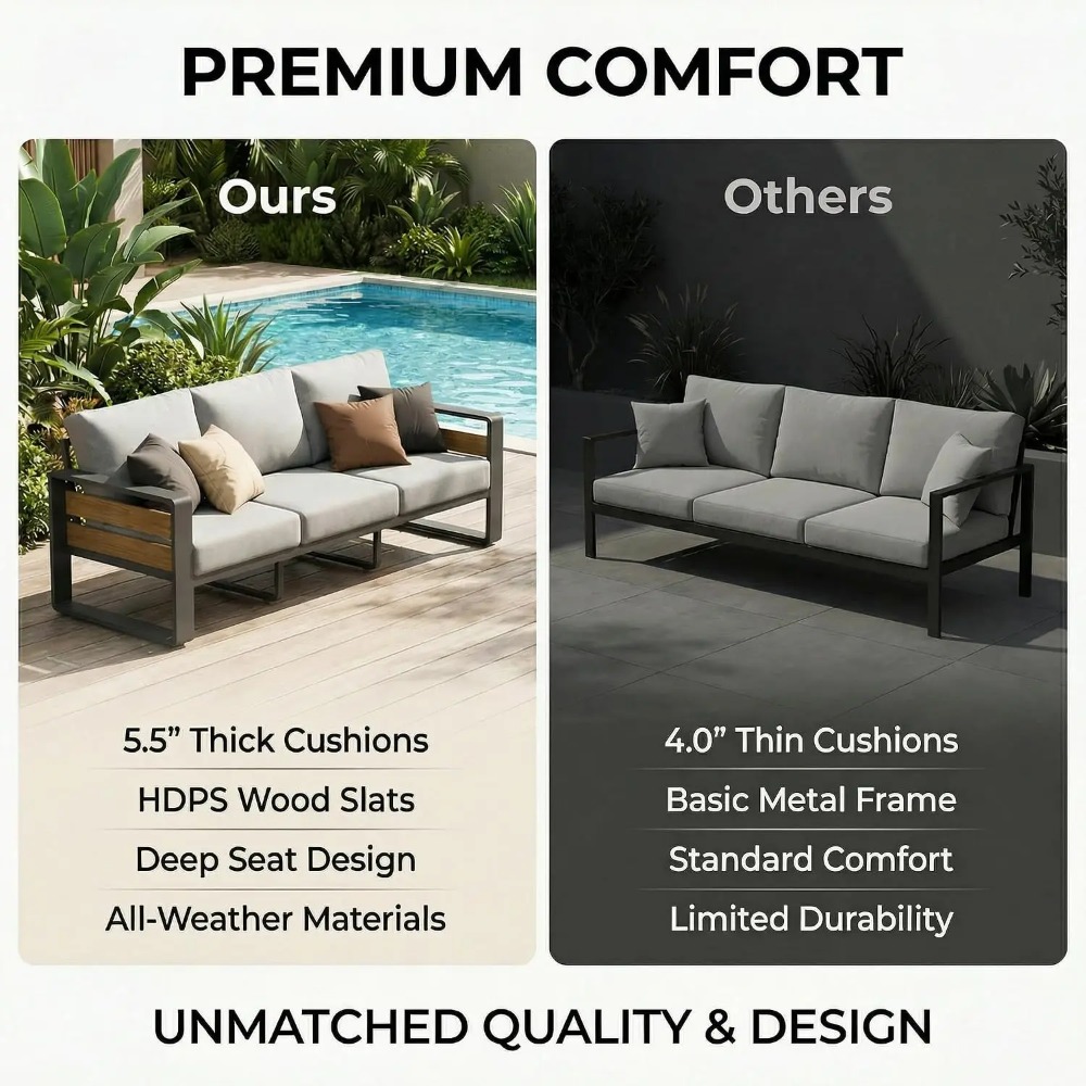 アルミ製屋外パティオ家具セット（テーブル、7人掛け、ダークグ - Outdoor Furniture Lounge Set のレビューと価格