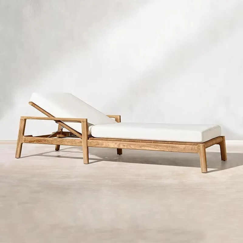 モダンで耐久性のあるチーク材の屋外家具セット、防水生地のクッ - Outdoor Furniture Recliner Set のレビューと価格