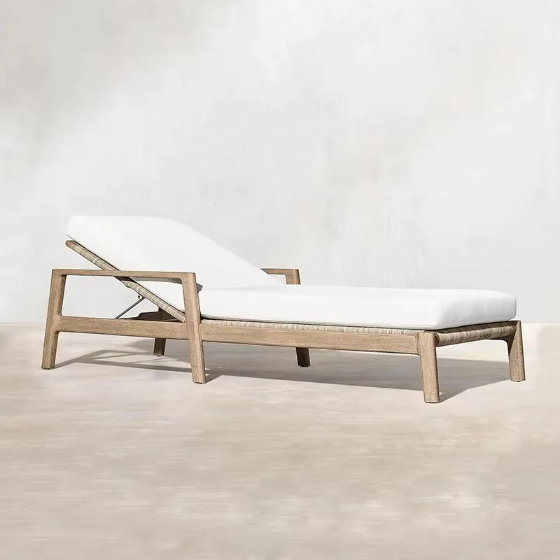モダンで耐久性のあるチーク材の屋外家具セット、防水生地のクッ - Outdoor Furniture Recliner Set のレビューと価格