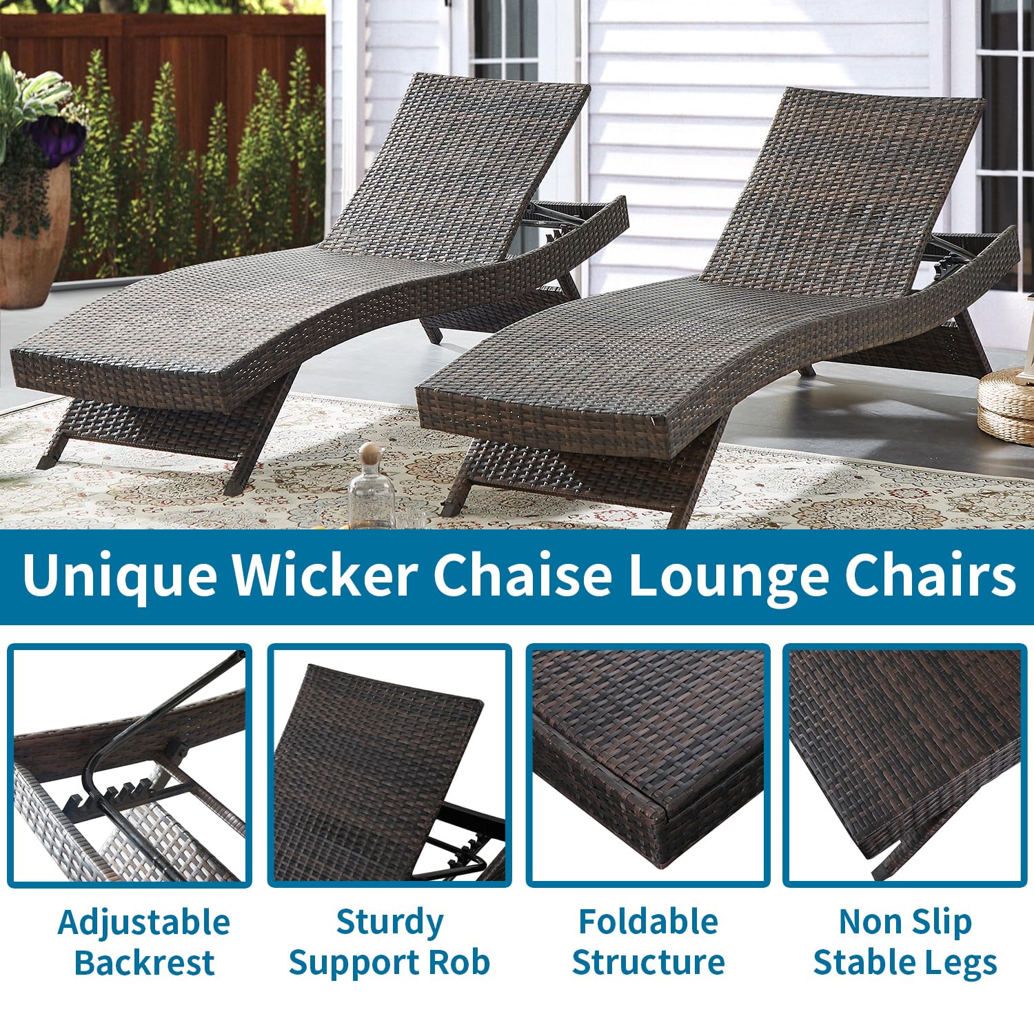 屋外用籐製ラタン製長椅子 79インチ リクライニング式 パテ - Outdoor Furniture Recliner Set のレビューと価格