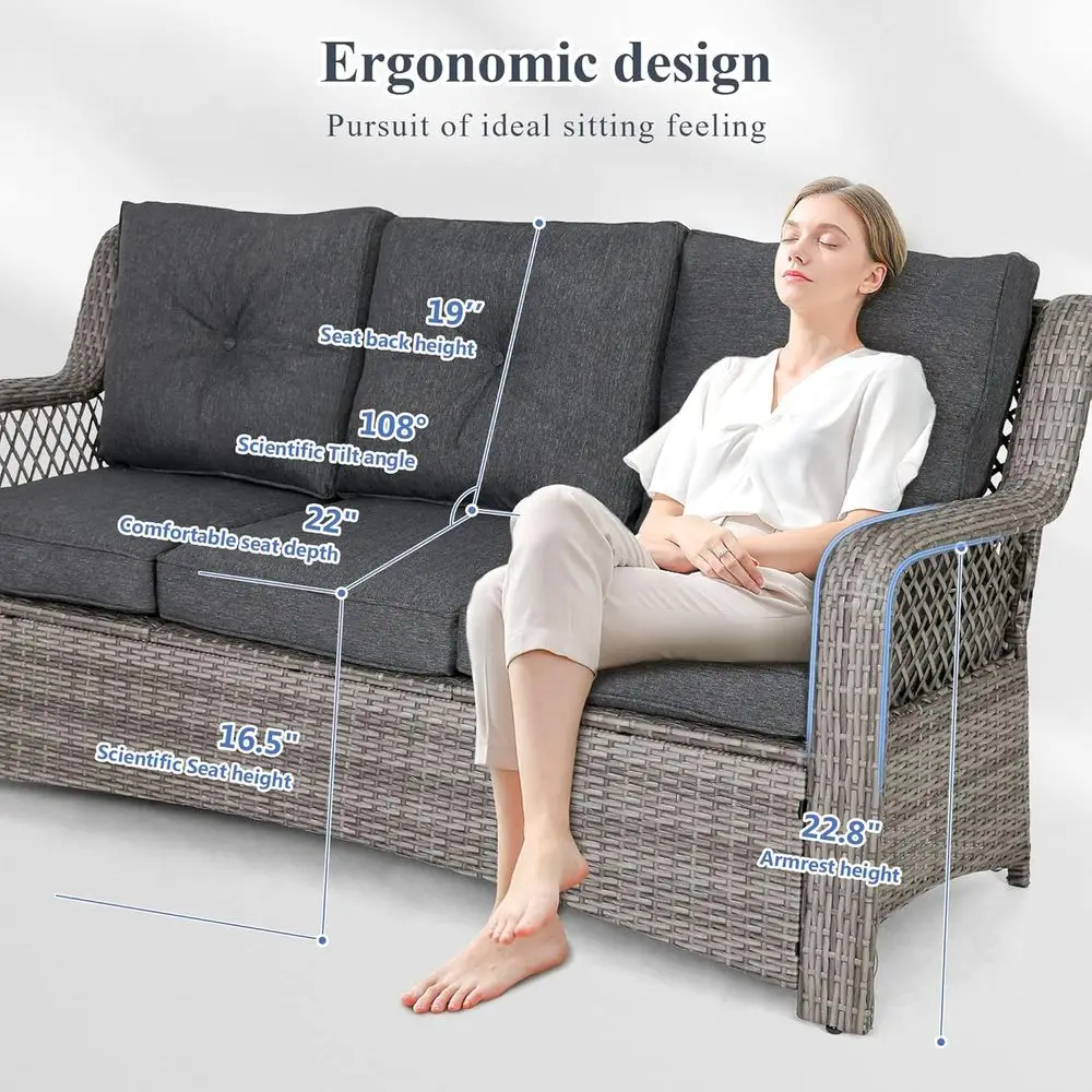 6点セットのグレーの屋外用籐製パティオ家具セット（セクショナ - Outdoor Furniture Lounge Set のレビューと価格