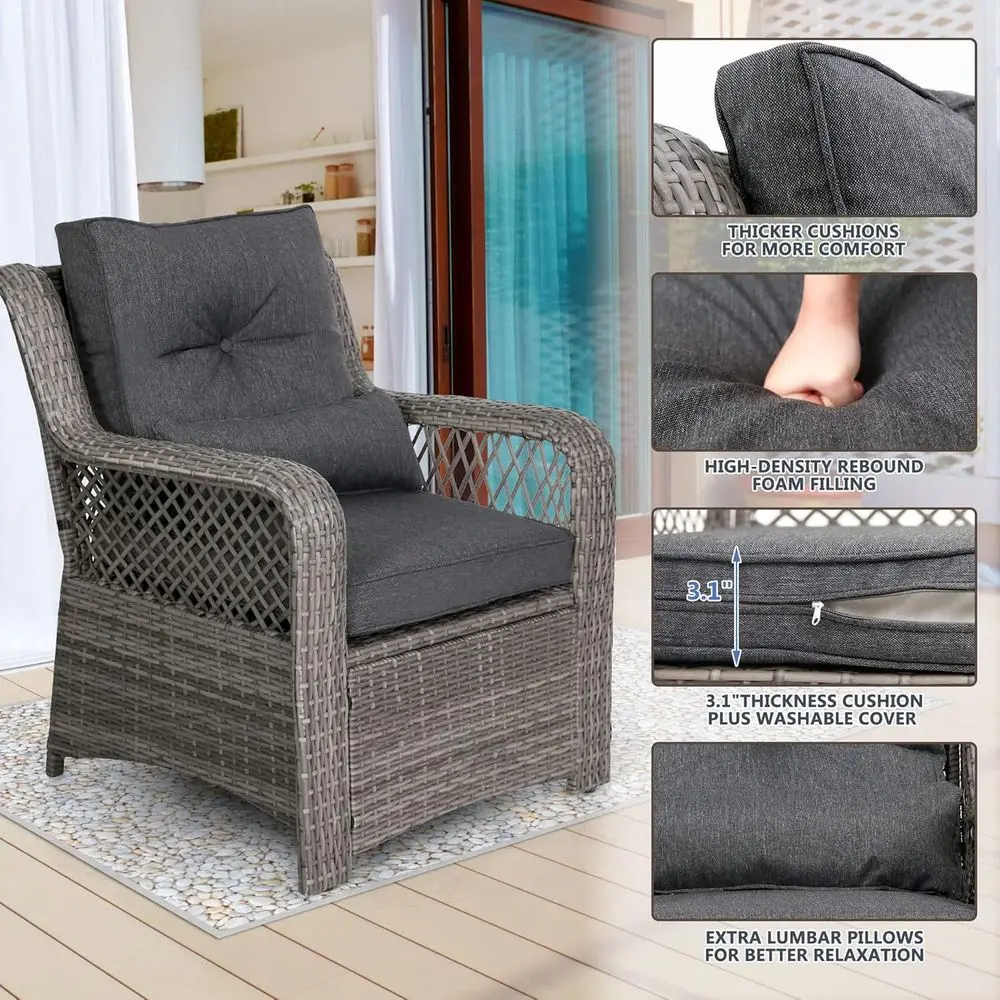 6点セットのグレーの屋外用籐製パティオ家具セット（セクショナ - Outdoor Furniture Lounge Set のレビューと価格